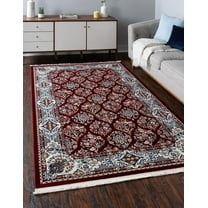 Rugs.com Rabia Collection Rug – 5' x 8' Burgundy Low Rug Perfect For Bedrooms, Dining Rooms, Living Rooms