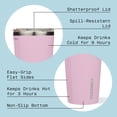 thumbnail image 5 of Corkcicle Classic Triple Insulated Coffee Mug with Lid, Gloss Rose Quartz, 16 oz – Stainless Steel Travel Tumbler Keeps Beverages Cold 9+hrs, Hot 3hrs – Cupholder Friendly Travel Coffee Tumbler, 5 of 6
