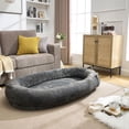 thumbnail image 6 of Human Dog Bed for Adult, Giant Extra Large Memory Foam Human Size Pet Bed for People, Fluffy Plush Dog Bed for Human with Storage Pocket Cover Portable Handle Non-Slip Bottom, 6 of 9