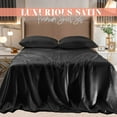 thumbnail image 2 of Elegant Comfort Luxurious 4-Piece Silky Satin Sheet Set, Skin and Hair Friendly, Wrinkle, Fade, Stain Resistant with Deep Pockets Fitted Sheet, Cooling Soft Satin Sheet Set, Twin XL, Black, 2 of 5