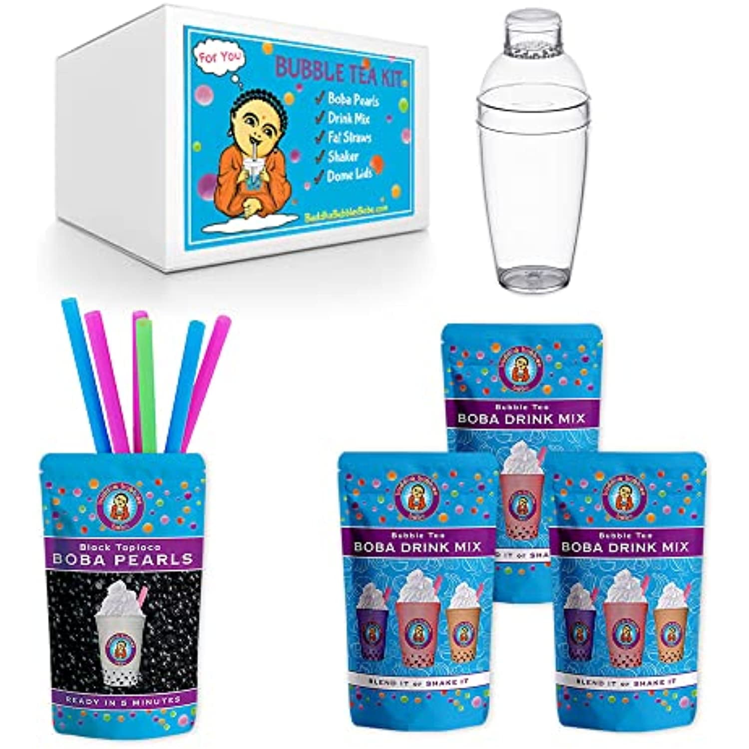 Thai Tea Boba Bubble Tea Kit DIY straws cups and lids Makes 30+