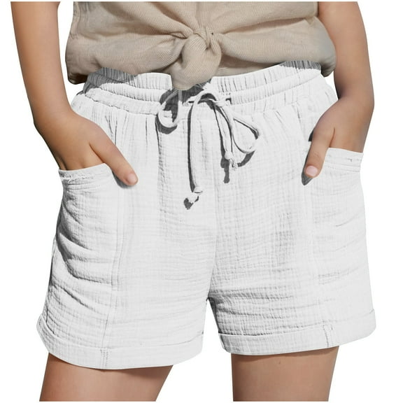 Plebaso Kids Boys Girls Shorts Summer Elastic Waist Casual Shorts Drawstring Beach Shorts with Pockets