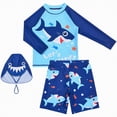 thumbnail image 1 of Curenmufel Rashguard Swimsuit for Boys Baby Rash Guard Swimsuit Set Swim Long Sleeve UPF 50+ Swim Shirt for Swim Lesson and Pool 2T 3T (Sky Blue,2-3 Years), 1 of 8