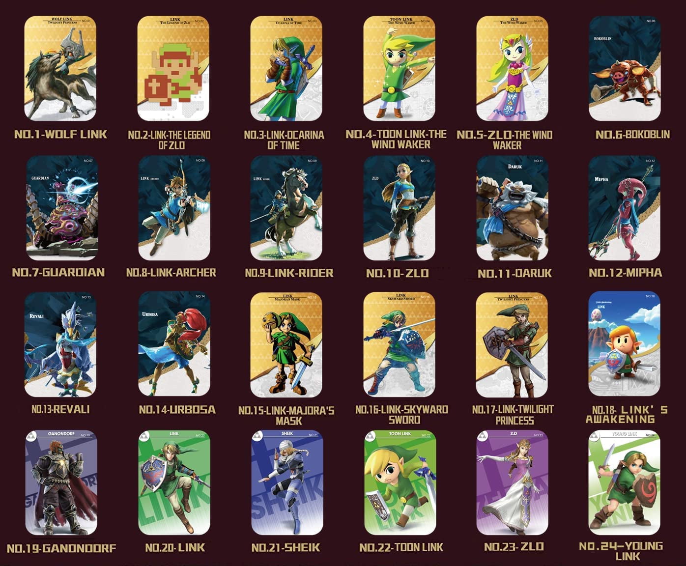 38Pcs/40Pcs（Latest GANONDORF & 11 weapon cards）Zelda Amiibo Cards Tears of  the Kingdom / Breathe of The Wild skysword Amiibo Cards botw link NFC  Compatible Switch Wii U Zelda Games 