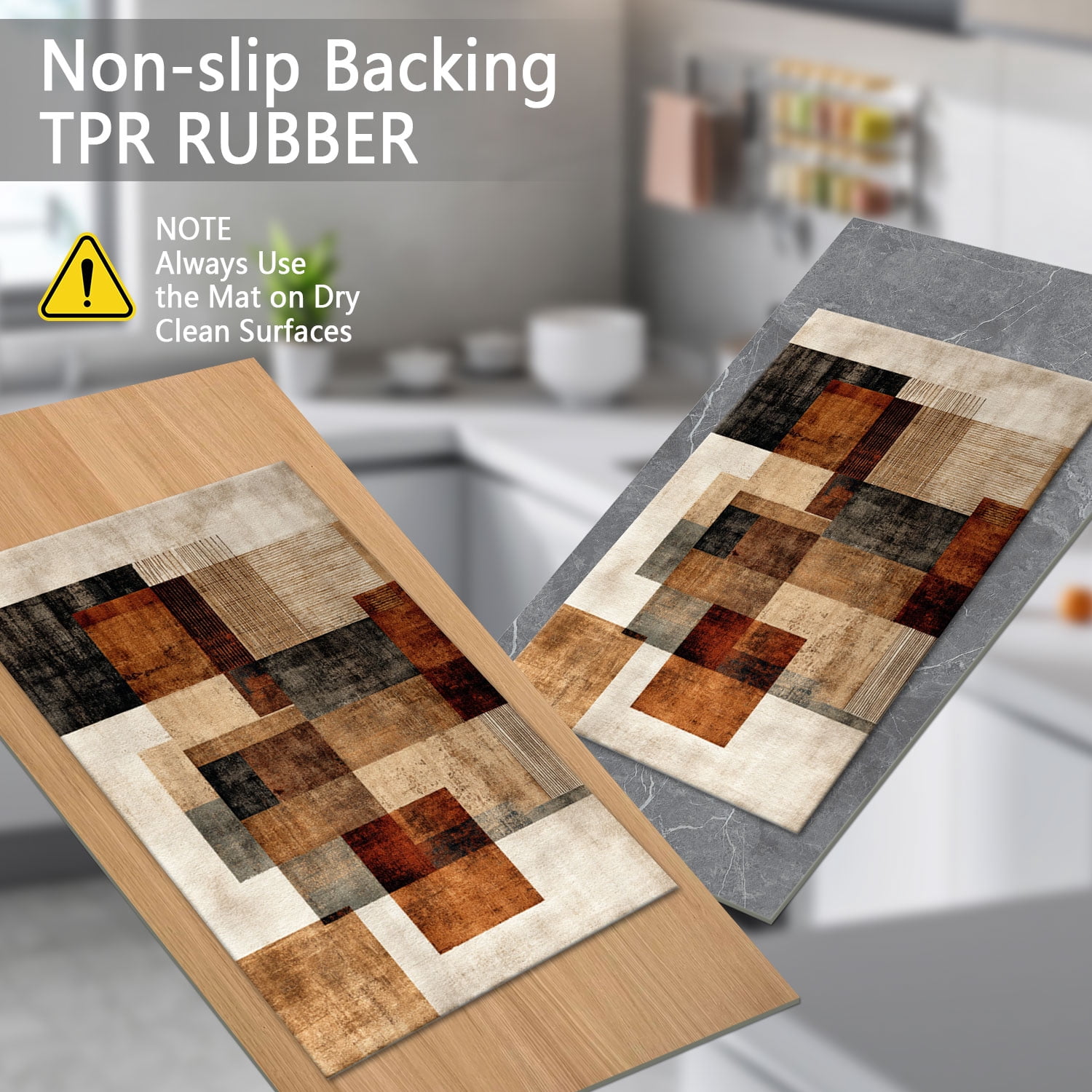 3 Piece Kitchen Rug Set, Non-Slip And Washable, Abstract Pattern Kitchen Hallway Rug, Soft And Comfortable, Suitable For Sinks, Floors, Entrances, Hallways and Bathrooms