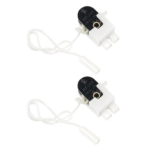 Easy to Use Pack of 2 Pull Cord Switches Pull Switches 250V 2A Pull Chain Switches set for Lighting Control