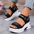thumbnail image 2 of Dakaela Sport Walking Sandals for Women Wedge Platform Hiking Slip on Shoes Mesh Summer Sandal Black 8, 2 of 6
