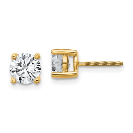 Diamond2Deal 14k 1 1/2 carat Lab Grown Diamond VS/SI+ G+ Round Complete Four Prong Screwback Heavyweight Stud Earrings