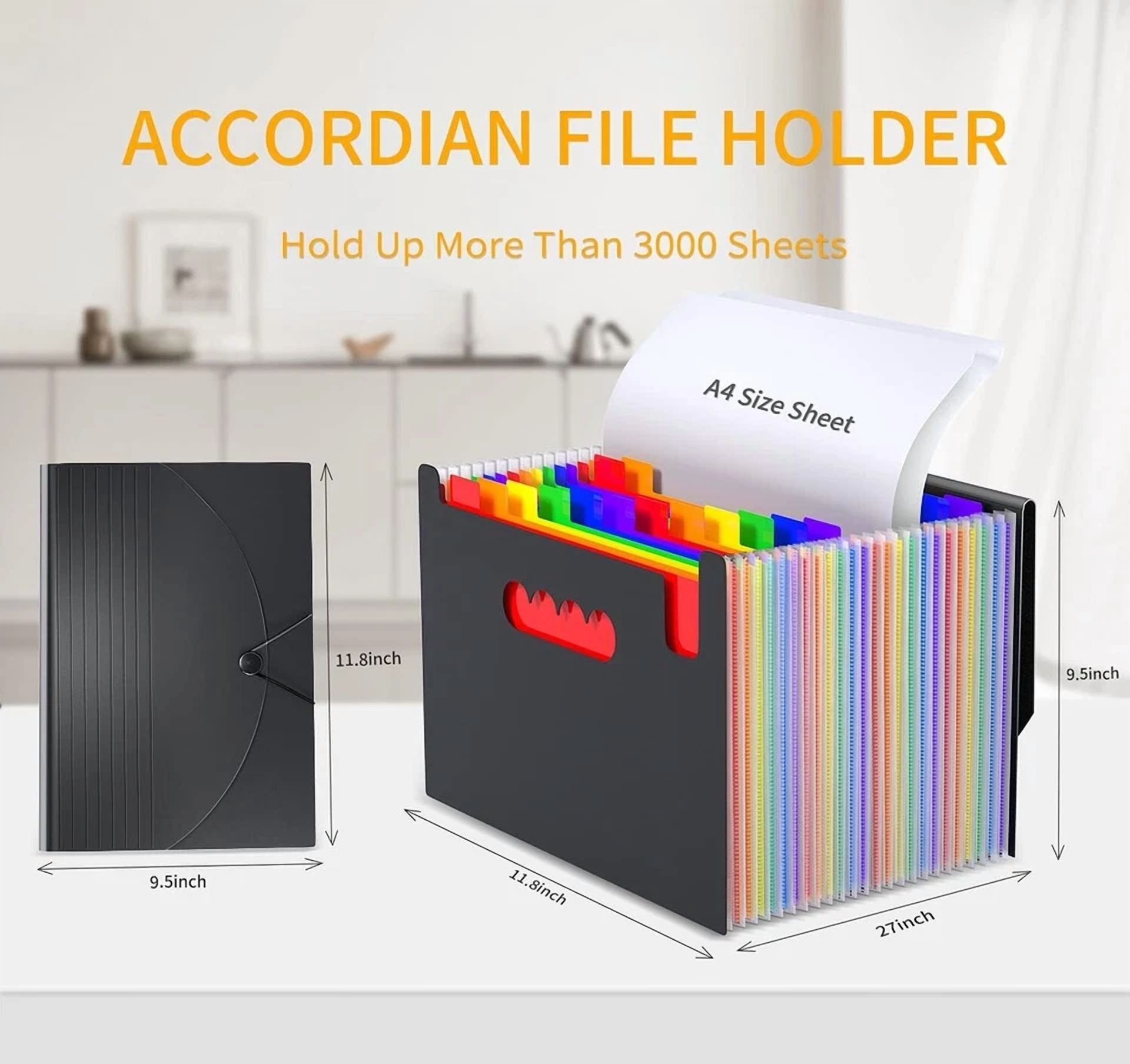 24 Pockets Expanding File Folders Accordian File Organizer Storage Box