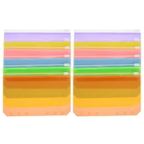 WORGEOUS 12 Pcs Zipper Bag Holes Binder Pockets Clear Envelope Pouches