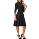 thumbnail image 4 of Vestido Vintage de Mujer INSPIRE CHIC con Mangas 3/4 y Cuello Alto, Vestido A-Line de Oficina, Talla XS, Negro, 4 of 6