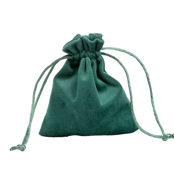 Qarigey Bolsa de joyería de terciopelo con cordón a prueba de polvo, organizador de embalaje de regalo de cumpleaños de boda, bolsas Ropa, zapatos y accesorios Miscelánea Fondo verde/cuadrado