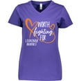 thumbnail image 3 of Inktastic Worth Fighting for Leukemia Awareness Orange Heart Women's V-Neck T-Shirt, 3 of 5