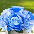 thumbnail image 3 of Enova Home Mixed Artificial Silk Hydrangea and Roses Faux Flowers Arrangement in Ceramic Pot for Home Office Wedding Decoration (Blue), 3 of 4