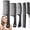 Black, variant on Hair Combs for Women Men, Large Wide Tooth Comb, Fine Tooth, Rat Tail Comb, Comb Set for Wet Curly Thick Thin Hair Styling Detangling (6 PCS)