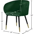 thumbnail image 5 of Meridian Furniture Collection Louise Chaise de Salle à Manger Moderne en Velours, Verte (Ensemble de 1), 5 of 5