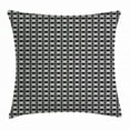 thumbnail image 1 of Black and White Throw Pillow Cushion Cover, Intertwined Circles and Rhombuses Pattern Monochrome Curved Stripes, Decorative Square Accent Pillow Case, 24 X 24 Inches, Black and White, by Ambesonne, 1 of 2