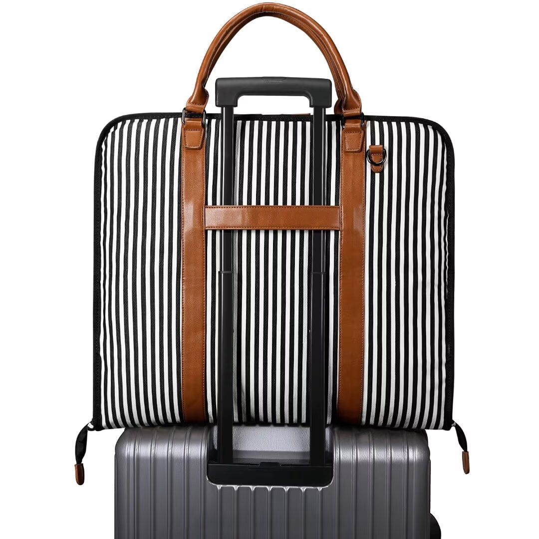 Carry On Garment Bag for Business Travel S-ZONE Canvas Leather Men Suit Cover