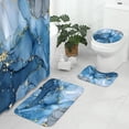 thumbnail image 2 of 4 Pcs Turquoise Marble Shower Curtain Set with Non-Slip Rugs, Toilet Lid Cover and Bath Mat, Abstract Modern Art Bathroom Decor Set with Shower Curtain and Rugs and Accessories, 2 of 6