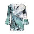 thumbnail image 5 of Sakmal Womens Tops 3/4 Sleeve Graphic V-Neck Button Pleated Tunic Womens Shirts Plus Size, 5 of 5