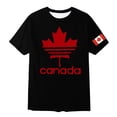 thumbnail image 4 of OOOUM Boys Short Sleeve T-Shirt Canadian National Day Graphic Basic Tees Active Breathable Running Shirt Top For Soccer Black 5-6 Years, 4 of 4