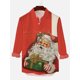 thumbnail image 3 of Camisa de manga larga con estampado informal de Papá Noel para hombre, con elementos navideños, para tomar el sol, para fiestas, noches, camisa divertida de uso diario, cuello abotonado, 3 of 5
