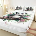 thumbnail image 3 of Castle Fairy Kawaii Panda 4 Pieces Queen Sheet Sets,Floral Rose Ultra Soft Flat Sheet,Flower Animal Queen Fitted Sheet,Ultra Soft Cartoon Home Decor, 3 of 7