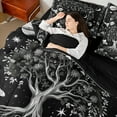 thumbnail image 4 of Manfei Grey Life Tree Bedding Comforter Set 7pcs, Mystic Bohemian Flower Botanical Queen Bedding Sets, Outer Space Planet Reversible Super Cozy Room Decor, 4 of 7