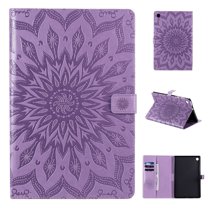 Dteck Folio Case for Lenovo Tab M10 FHD Plus 10.3 inch TB-X606F, Embossed Flower PU Leather Folio Stand Case with Card Holders Cover Auto Wake Sleep, Purple