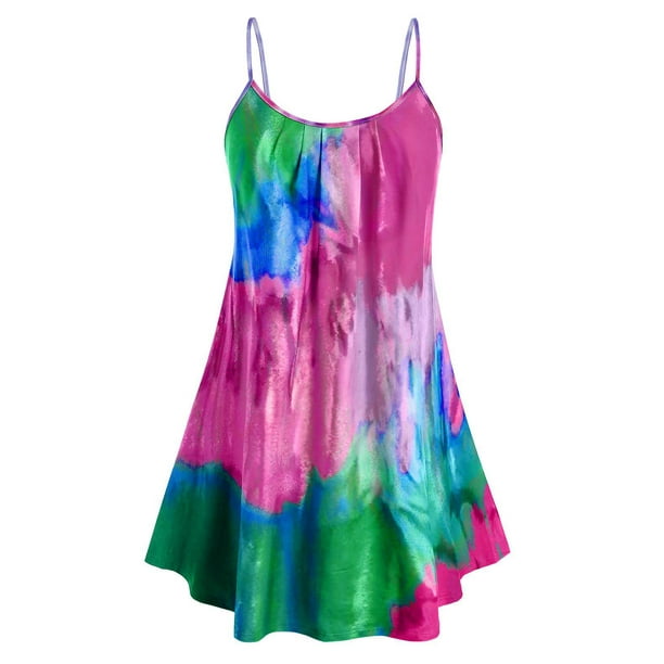 Tapa larga túnica de tinta tinta de tinte de talla grande Rosegal Camisetas sin mangas de talla grande