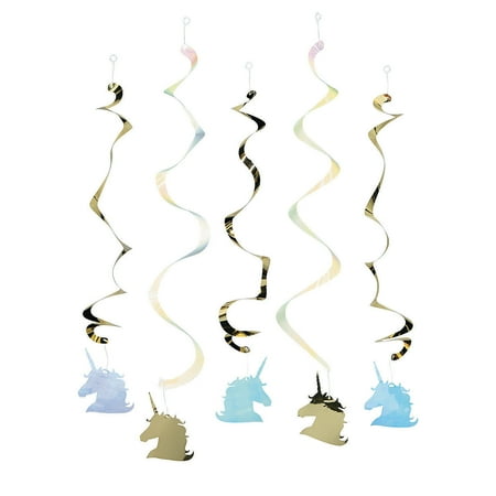 Unicorn Sparkle Hanging Swirls - Party Supplies - 5 Pieces