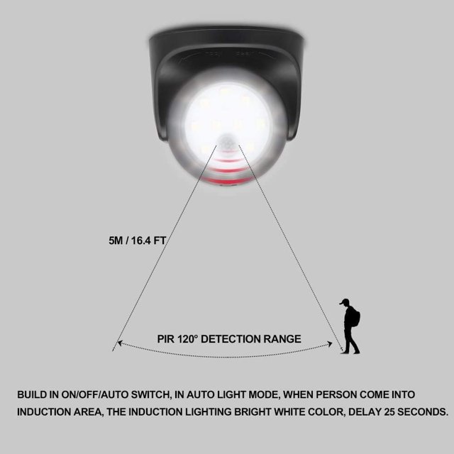Foco LED para exteriores, Foco reflector para exteriores con sensor de movimiento, Foco reflector LED inalámbrico para exteriores Rotación e inclinación de 360 grados ZefeiWu 8390611554385