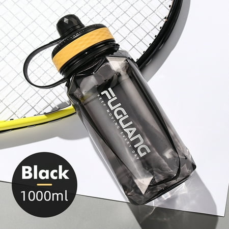 

Delaman 1000ml Large Capacity Water Bottle Sports Protable Leakproof Double Thickened Cup Wall Water Cup w/Filter for Gym Yoga Running Outdoors Cycling Camping- Black