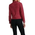 thumbnail image 3 of INSPIRE CHIC Women's Turn-Down Collar Flap Pockets Snap Button Faux Suede Jacket XS Wine Red, 3 of 6