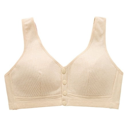 JAKANYQ Bras For Women Solid Color Seamless Wireless Bra Thin Middle Elderly Tank Top Bra Comfy Breathable