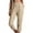 Khaki, variant on Fesfesfes Linen Pants for Women Casual Solid Color Elastic Waist Band Trousers Comfortable Straight Leg Capri Pants