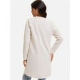 thumbnail image 2 of Women's Open Front Coatigan Sweater Long Sleeve Casual Knit Lapel Cardigan Coat with Pockets, 2 of 7