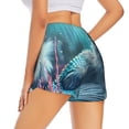 thumbnail image 2 of Uemuo Cat Underwater Fantasy Pattern Women's Athletic Shorts High Waisted Running Shorts with Liner Pockets Gym Elastic Workout Shorts-Large, 2 of 9