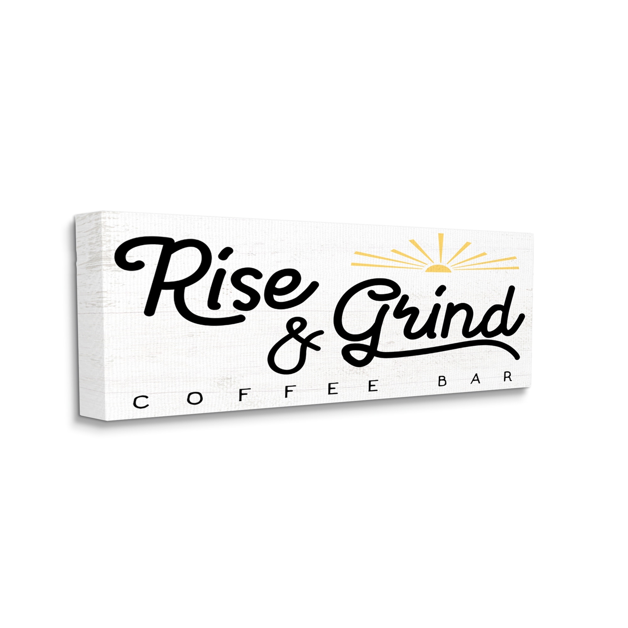 Stupell Industries Rise & Grind Coffee Bar Sign Rustic Sunrise, 48 x 20, Design by Daphne Polselli