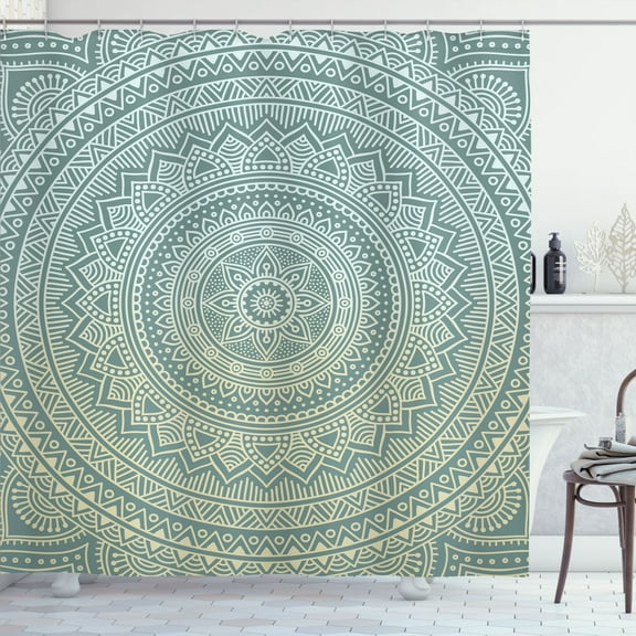 Ambesonne Mandala Shower Curtain, Abstract Floral Folk Design, 69"Wx75"L, Laurel Green