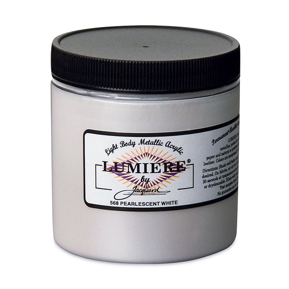 Jacquard Lumiere Metallic Acrylic Paint 8oz-Pearl White