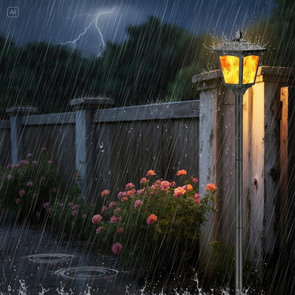 Kanstar 2 pack 42 inch Solar Flame Post Lights, LED Waterproof Outdoor Garden & Lawn Pathway Street Lamp Lighting