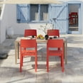 thumbnail image 3 of VECELO 4-Pack Plastic Stackable Dining Chairs, Modern Outdoor Patio Chairs for Restaurant, Poolside and Garden, No Assembly, Red, 3 of 15