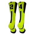 thumbnail image 1 of Player Id Black/Electric Green Number Crew Socks (#24, Small) - #24,Small, 1 of 2