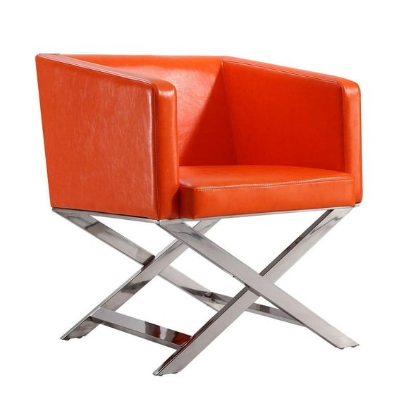 Manhattan Comfort HollyWood Faux Leather Accent Lounge Chair in Orange