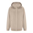 thumbnail image 6 of Brglopf Womens Zip Up Hoodies Oversized Sweatshirt Long Sleeve Fleece Jackets Coat Workout Y2K Fall Trendy Outwear with Pockets(Khaki,XXL), 6 of 7