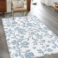 thumbnail image 4 of 4x6 Area Rugs, Light Blue Flower Non-Skid Rubber Backing Large Rectangle Rugs - Living Room Bedroom Home Office, Vintage Farmhouse Boho Leaf Spring Indoor Floor Mat Carpets Washable Rug, 4 of 9
