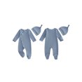 thumbnail image 2 of Cenuakty Infant Baby Boy Footed Romper Fashionable Solid Color Long Sleeve Ribbed Jumpsuit with Hat, 2 of 9