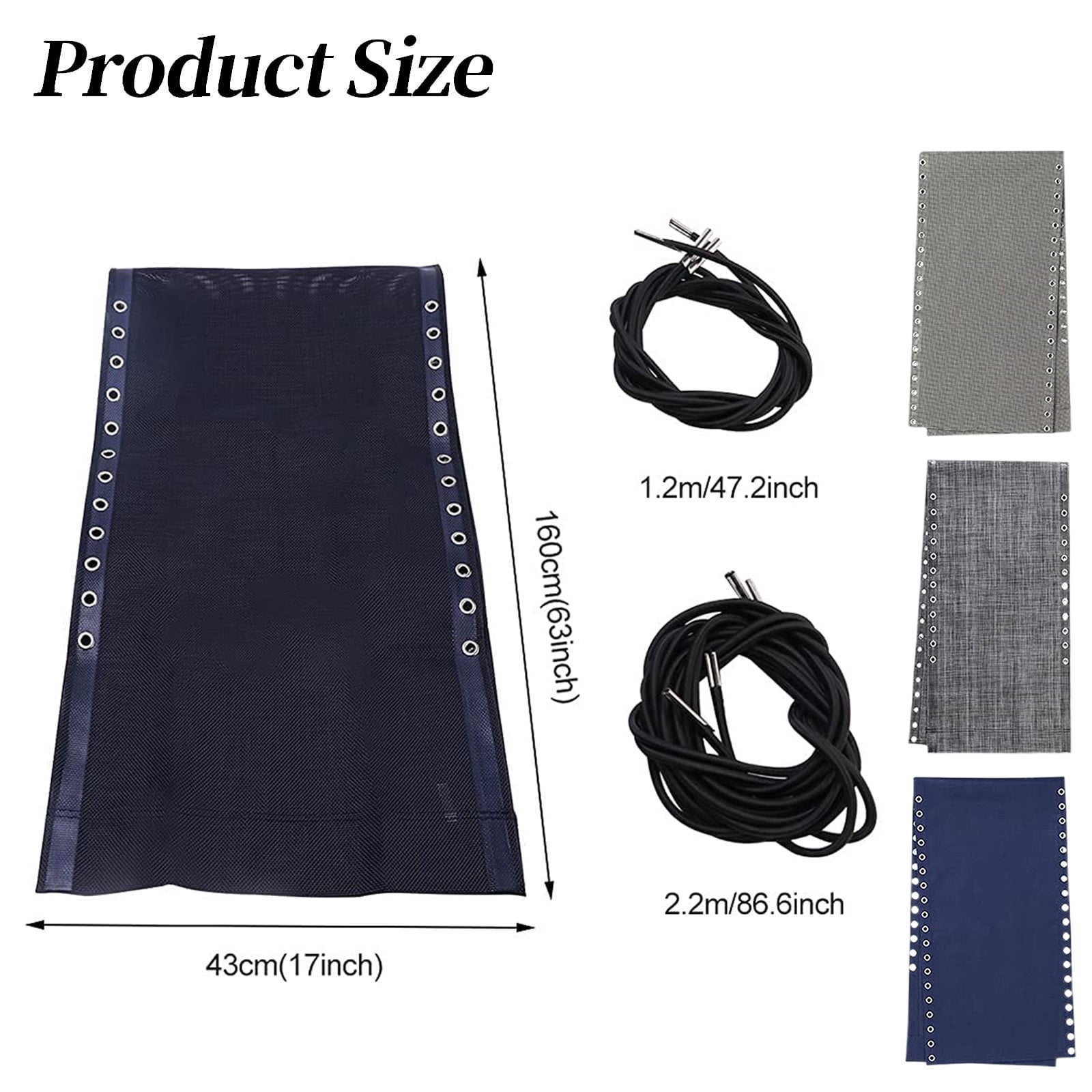 TXYRDXK Zero Gravity Chair Replacement Fabric with Bungee Cord Kit, 17 Inch Wide Repair Cloth with Replacement Cord for Anti Gravity Chairs Outdoor Recliner Patio Lounge Chair Lawn Beach Sling Chair
