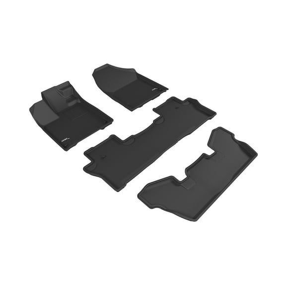 3D MAXpider Custom Fit Kagu Floor Mat (Black) Compatible with Honda Pilot 7-Passenger 2016-2022 - Full Set